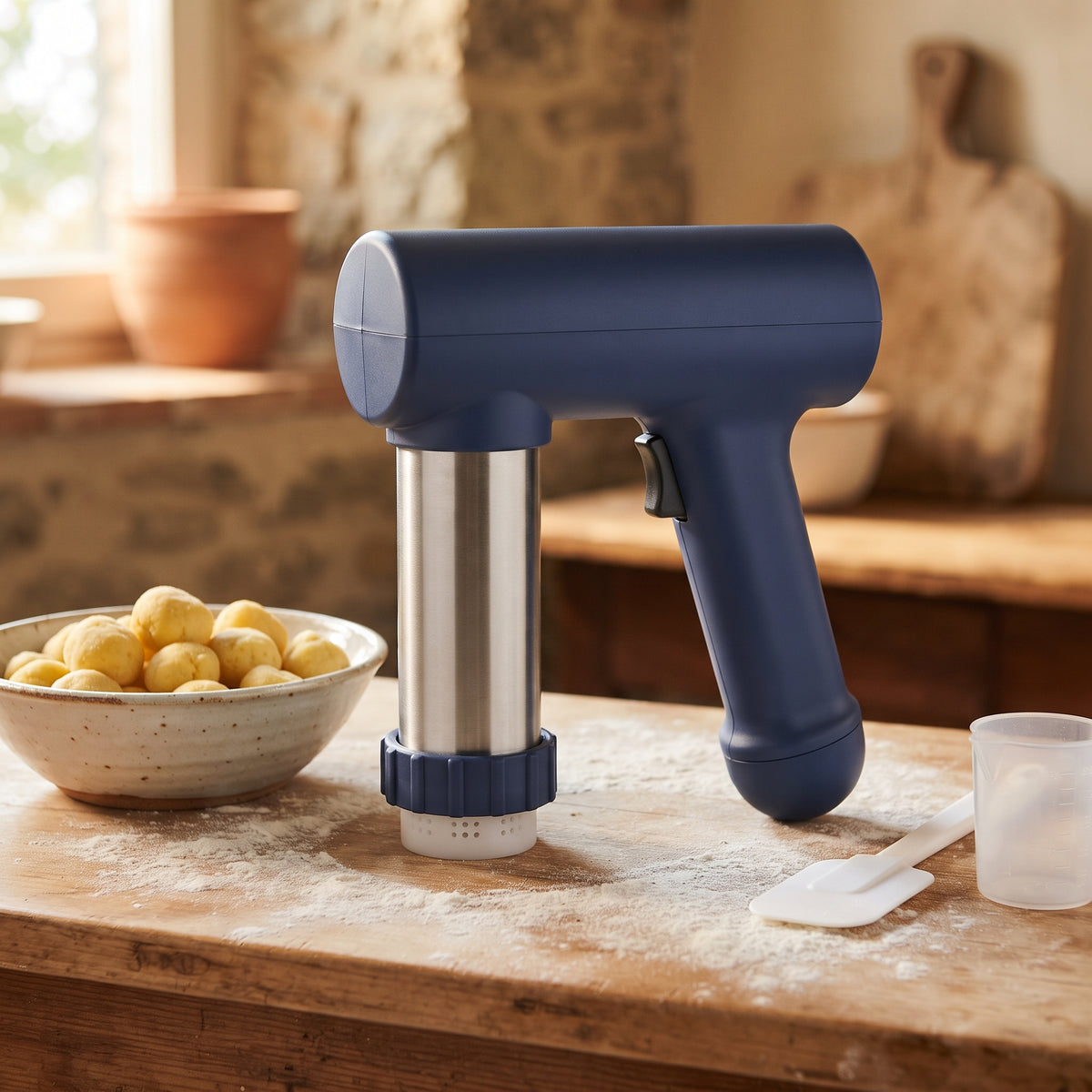 Macchina per la pasta con impasto pronto, spatola e misurino